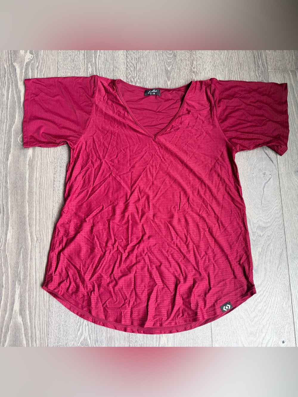 Exotica ExoticAthletica Burgundy Basketball Bball Mesh V-Neck Boyfriend Tee